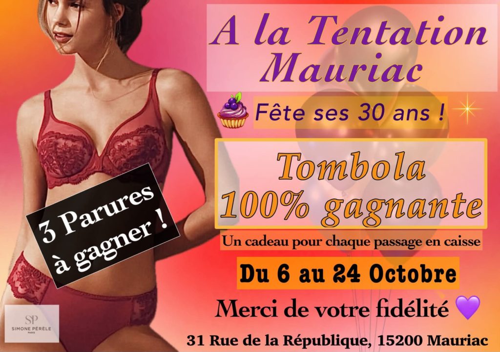 a la tentation mauriac lingerie anniversaire 30 ANS
